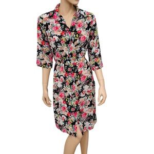 Giorgio Floral Shirt Dress Belted Button-Front Made in Italy Size M Boho